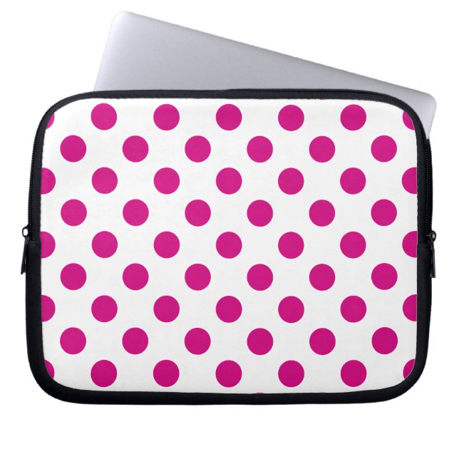Fuchsia polka dots laptop fodral (Framsidan)