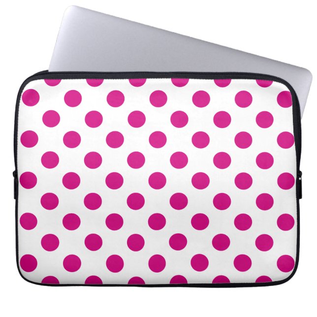 Fuchsia polka dots laptop sleeve (Framsidan)
