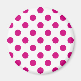 Fuchsia polka dots magnet