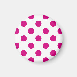 Fuchsia polka dots magnet