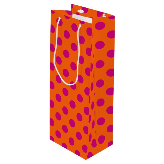 Fuchsia polka dots på orange (Framsidan Vinklad)