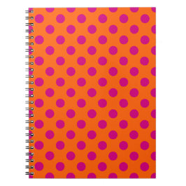 Fuchsia polka dots på orange anteckningsbok