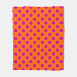 Fuchsia polka dots på orange fleecefilt