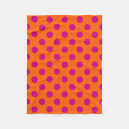 Fuchsia polka dots på orange fleecefilt