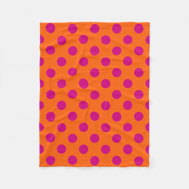Fuchsia polka dots på orange fleecefilt (Framsidan)
