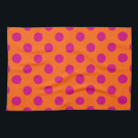 Fuchsia polka dots på orange kökshandduk<br><div class="desc">Fuchsia polka dots på orange</div>