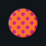 Fuchsia polka dots på orange magnet<br><div class="desc">Fuchsia polka dots på orange</div>