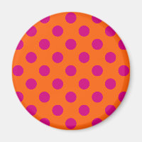 Fuchsia polka dots på orange