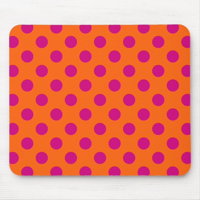 Fuchsia polka dots på orange musmatta (Framsidan)