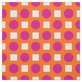 Fuchsia polka dots på orange tyg
