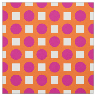 Fuchsia polka dots på orange tyg