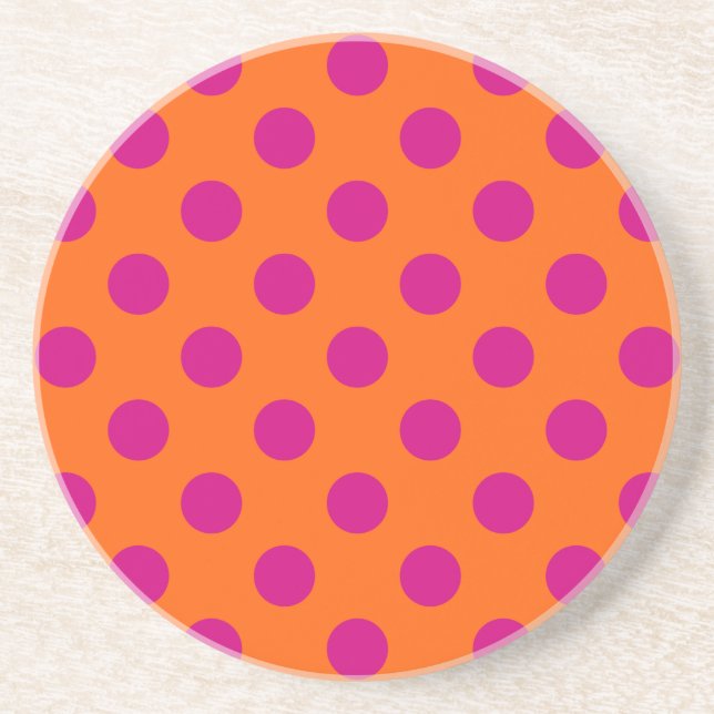 Fuchsia polka dots på orange underlägg (Framsidan)