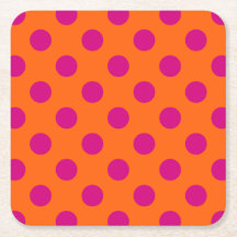 Fuchsia polka dots på orange