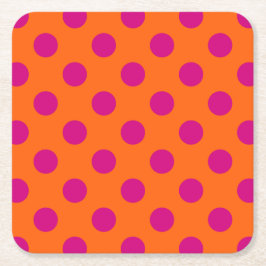 Fuchsia polka dots på orange underlägg papper kvadrat