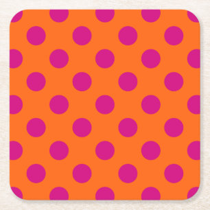 Fuchsia polka dots på orange underlägg papper kvadrat