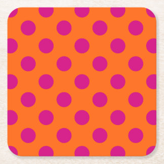 Fuchsia polka dots på orange underlägg papper kvadrat