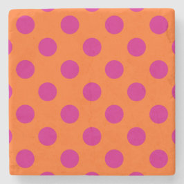 Fuchsia polka dots på orange underlägg sten