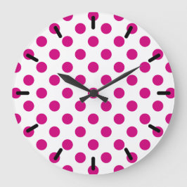 Fuchsia polka dots stor klocka