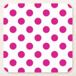 Fuchsia polka dots underlägg papper kvadrat<br><div class="desc">Fuchsia och vit polka dots</div>