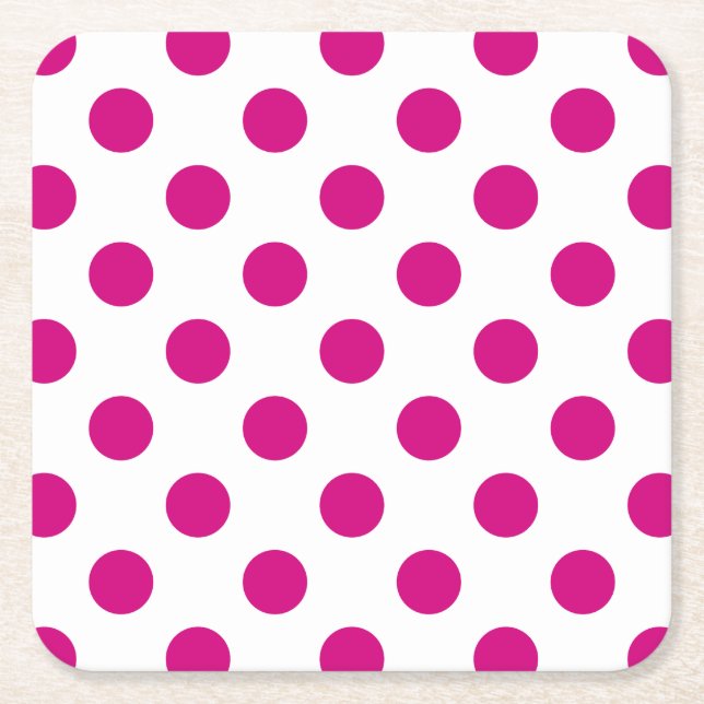 Fuchsia polka dots underlägg papper kvadrat (Framsidan)