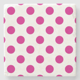 Fuchsia polka dots underlägg sten