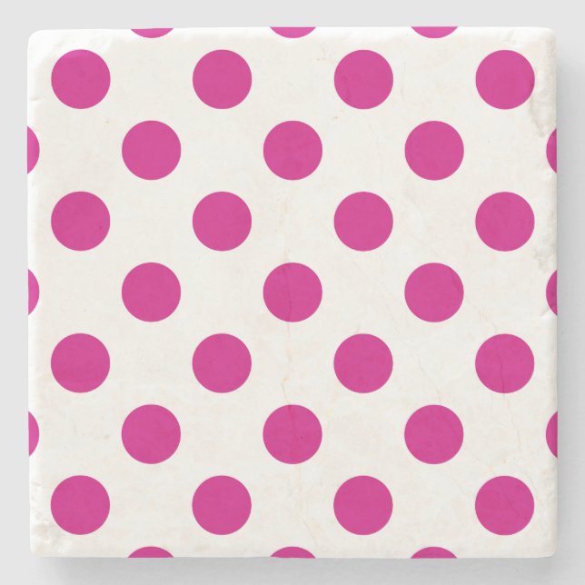 Fuchsia polka dots underlägg sten (Framsidan)