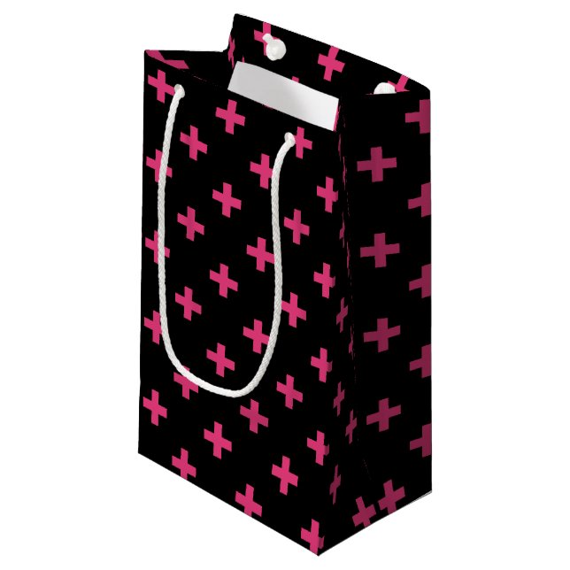 Fuchsia polka kor på svart (Framsidan Vinklad)
