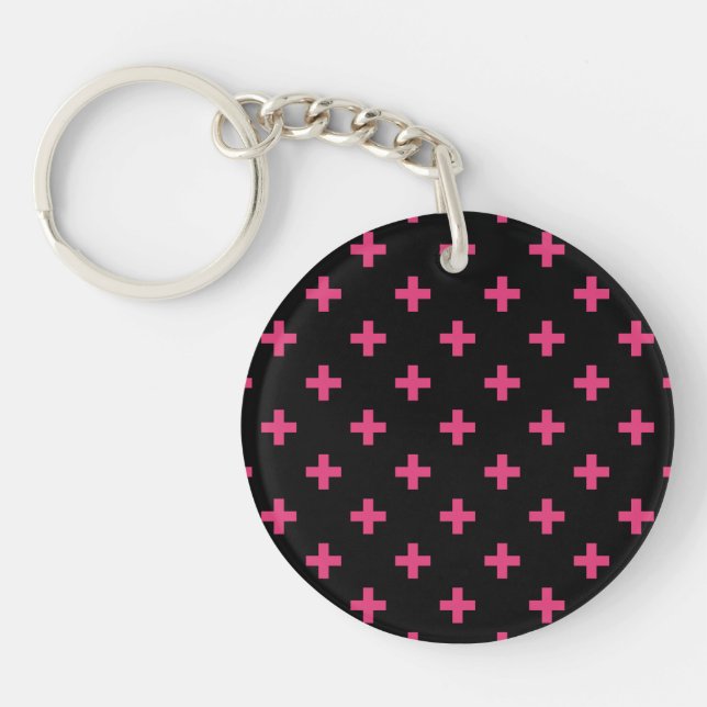 Fuchsia polka kor på svart (Framsidan)