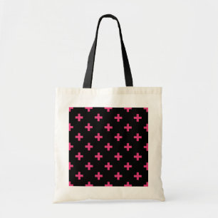Fuchsia polka kor på svart tygkasse