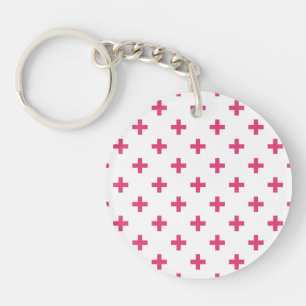Fuchsia polka kor på vit