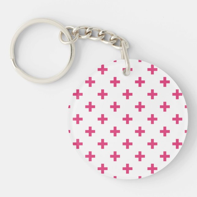 Fuchsia polka kor på vit (Framsidan)