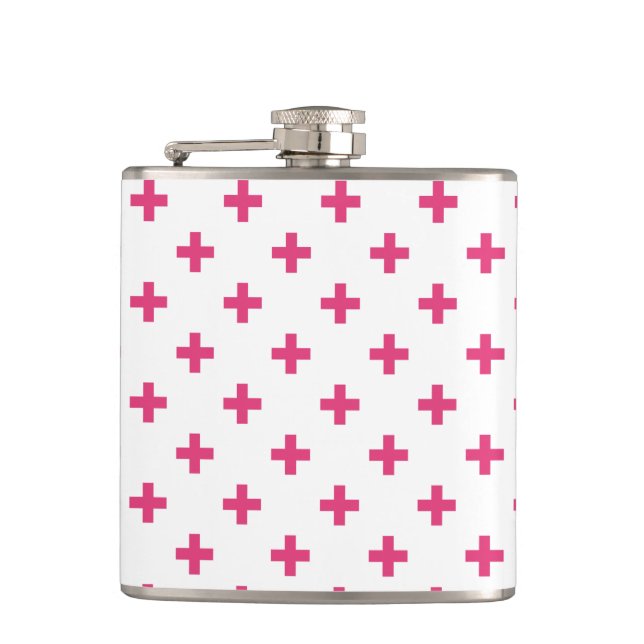 Fuchsia polka kor på vit fickplunta (Framsidan)