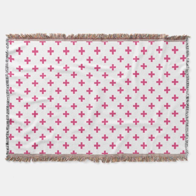 Fuchsia polka kor på vit filt (Framsidan)