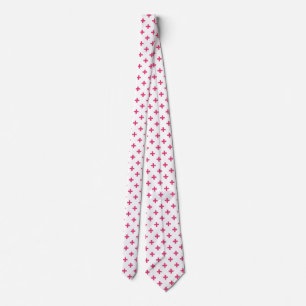 Fuchsia polka kor på vit slips