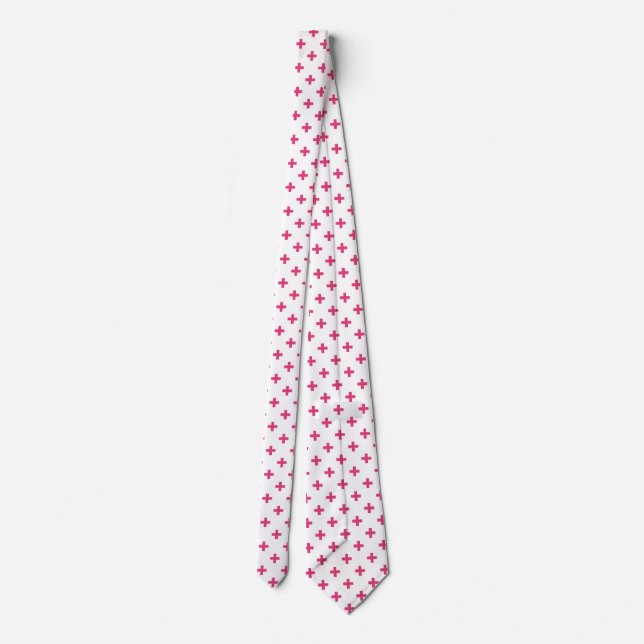 Fuchsia polka kor på vit slips (Baksida)