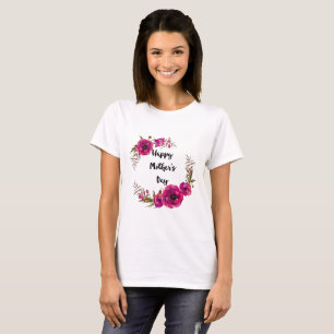 Fuchsia Poppies Blommigt Utandning Lycklig Mors da T Shirt