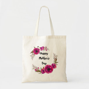 Fuchsia Poppies Blommigt Utandning Lycklig Mors da Tygkasse