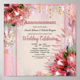 Fuchsia Protea är med  & Guld-meddelande Poster