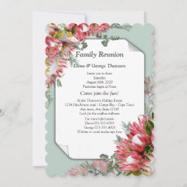 Fuchsia Protea Flower Bouquets Reunion Inbjudningar