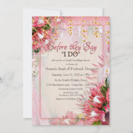 Fuchsia Protea med  och Guld Möhippa Inbjudningar