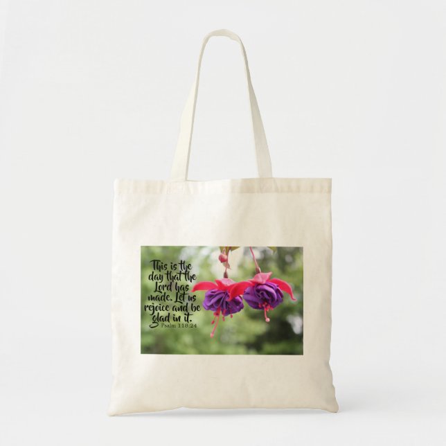 Fuchsia Psalm 118:24 Tote Tygkasse (Framsidan)
