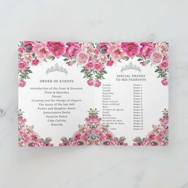 Fuchsia Quinceanera Faddrar Kyrkaevenemangsprogram Program (Inuti)