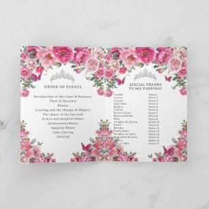 Fuchsia Quinceanera Padrinos kyrkohändelser Progra Program