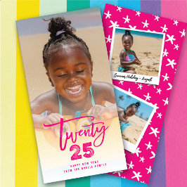 Fuchsia Rosa 2023 Brushed Mix Typography nyår Julkort