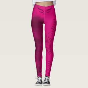 Fuchsia Rosa & blended Black/Mönster/Spiral/Vinge Leggings