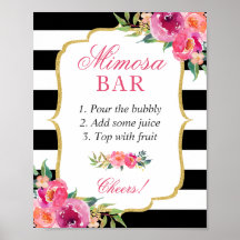 Fuchsia Rosa Blommig Bröllopsdusch Mimosa Bar skyl