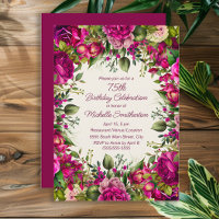 Fuchsia Rosa Blommig Gröna blad 75-årsdag 