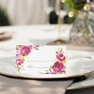 Fuchsia Rosa Blommig Romantisk Trädgård Bröllopsbo Placeringskort