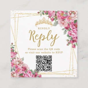 Fuchsia Rosa Blommigt Quinceanera Sweet 16 OSA QR Tilläggskort