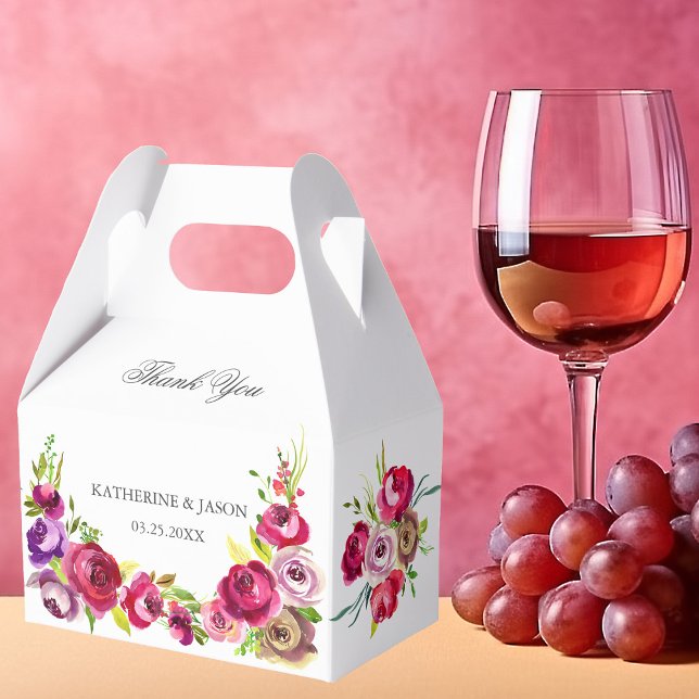 Fuchsia Rosa Blommigt Romantic Ro Garden Wedding Presentaskar (Skapare uppladdad)